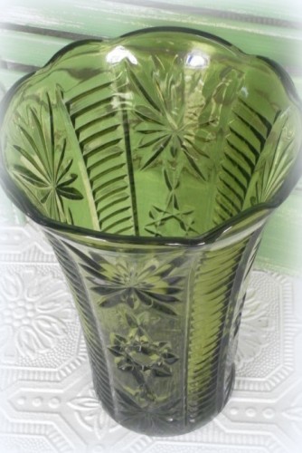 Vintage Green Star Of David Vase