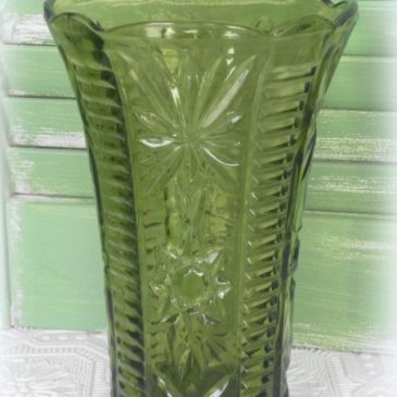Vintage Green Star Of David Vase By Anchor Hocking