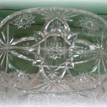 Vintage Anchor Hocking Star of David Prescutt Relish  Pickle Dish