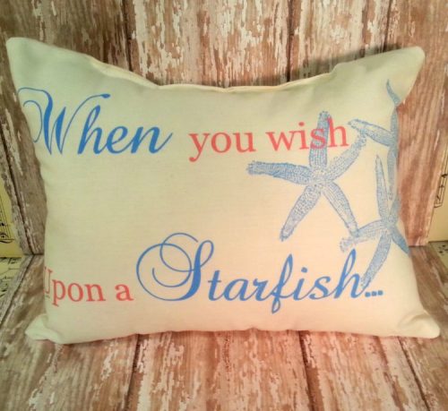 When you wish upon a starfish handmade beach pillow