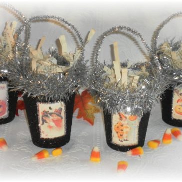 Handmade Vintage Victorian Inspired Halloween Postcard Candy Treat Cup Favors