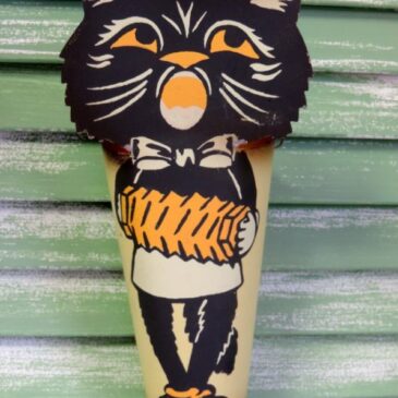 Vintage Style Halloween Cat Tin Candy Holder