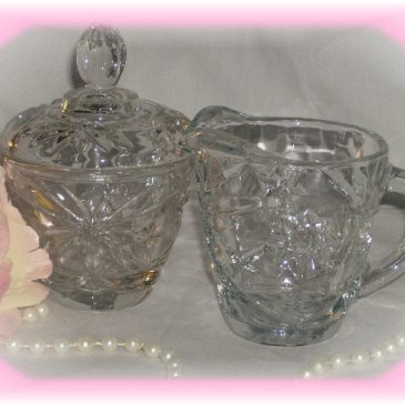 Vintage Star of David Pressed Glass Sugar & Creamer set