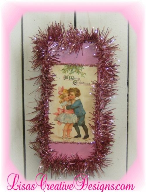 Shabby Chic Pink Victorian Inspired Christmas Plaque