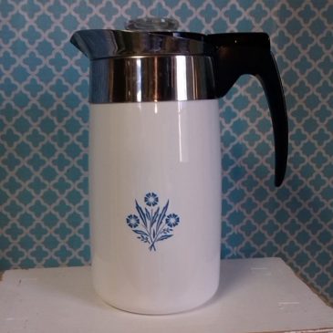 Vintage Corning Ware Cornflower Blue Stovetop Percolator Coffee Pot