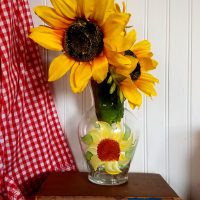 Hand Painted Sunflower Vase Country Decor