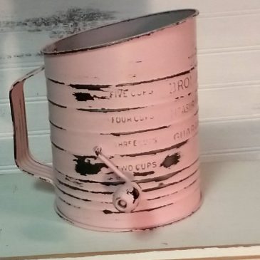 Upcycled Shabby Pink Vintage Kitchen Flour Sifter