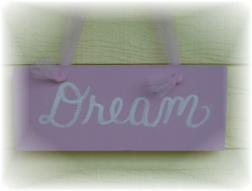 Shabby Pink Handmade Glittered Dream Sign