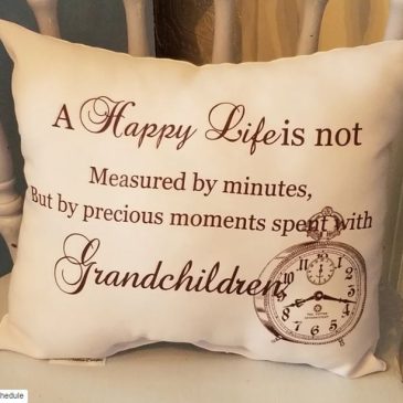 Handmade Grandparent Gift Pillow – A Happy Life With Grandchildren…