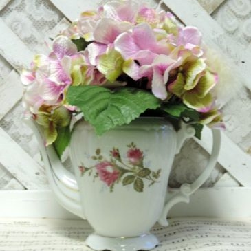 Vintage Pompadour Rose China Tea Pot Floral Centerpiece