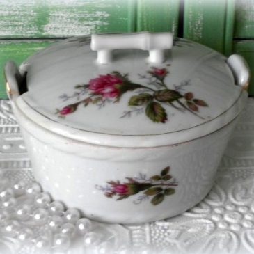 Vintage Moss Rose China Sugar Bowl Japan