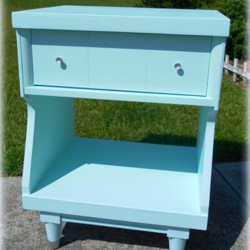 Sky Blue and Silver Vintage Mid Century Modern Night Stand