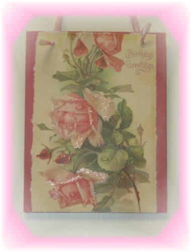 Handmade Shabby Vintage Rose Birthday Plaque