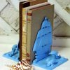 Turquoise Painted Vintage Brass Sailboat and Dolphin Bookends Beach Cottage Decor