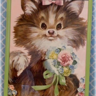 Vintage Kitsch Framed Puppy Dog Print