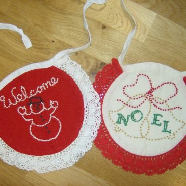 Vintage Embroidered Christmas Baby Bibs