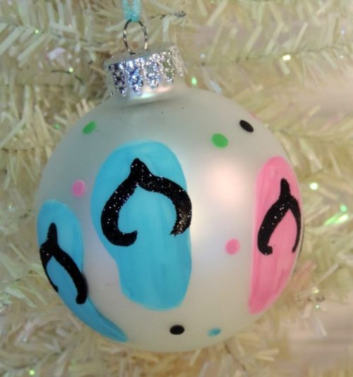 Glittered Hand Painted Flip Flop Christmas Tree Ornament