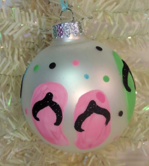 Personalized Hand Painted Flip Flop Christmas Tree Ornament Beach Inspired Christmas Decor