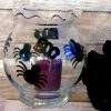 Halloween Black Spider Glass Candle Holder