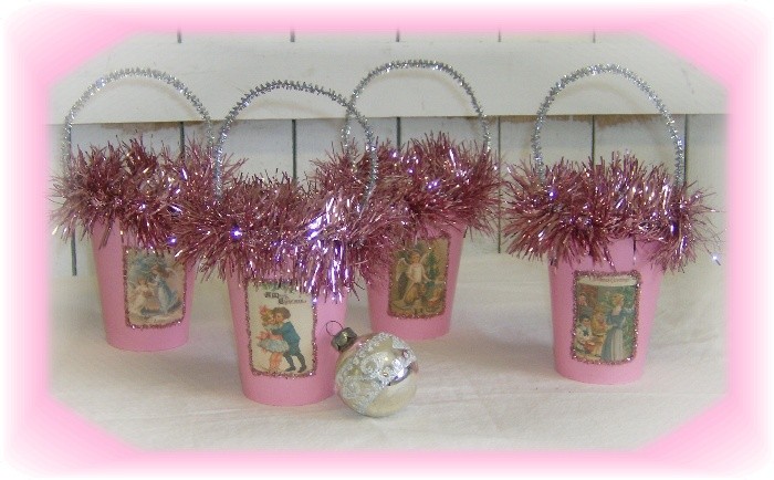 Shabby Pink Vintage Victorian Christmas Candy Treat Cups