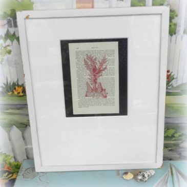 Vintage Inspired Sea Coral Framed Upcycled Book Pag