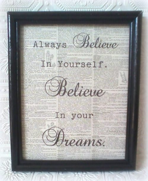 Always Believe In Your Dreams Framed Upcycled Dictionary Page