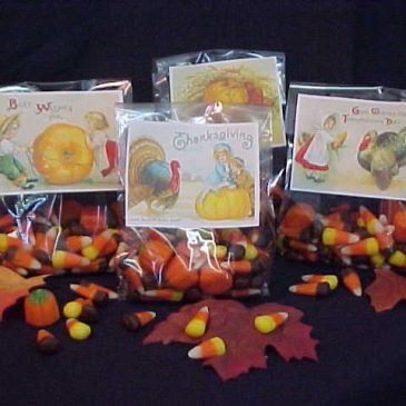 Vintage Inspired Victorian Postcard Thanksgiving Candy Filled Treat Bags