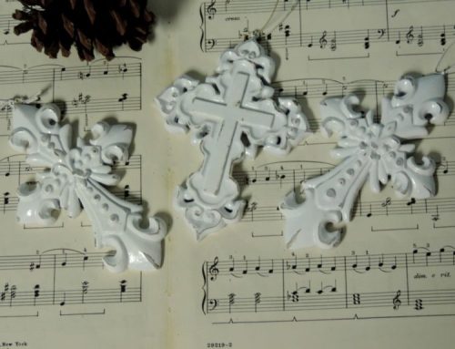Distressed White Crosses Christmas Ornaments