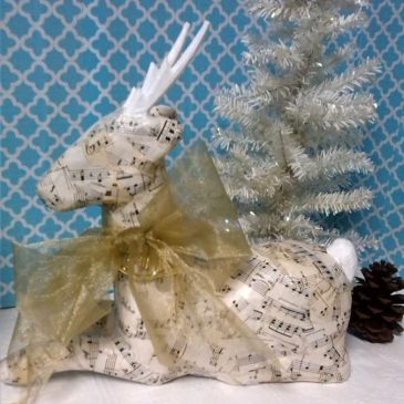 Upcycled Sheet Music French Christmas Reindeer