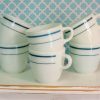 Vintage Aqua Blue and White Anchor Hocking Diner Coffee Cups