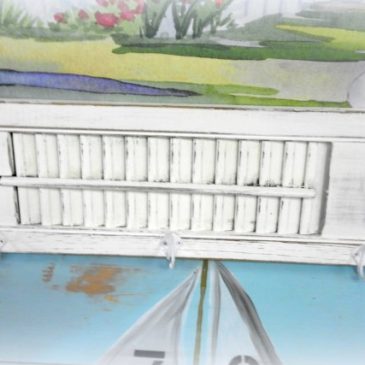 White Repurposed Upcycled Shutter Coat Towel Rack