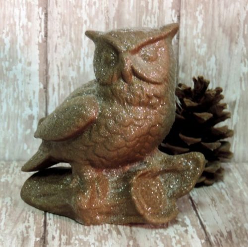 Glittered Bronze Owl Figurine