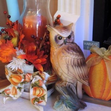 An Owl Inspired Halloween and Thanksgiving Mantle