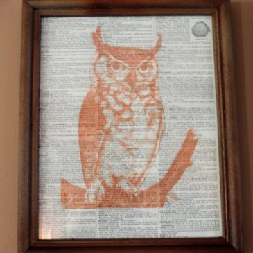 Vintage Orange Owl Framed Dictionary Page
