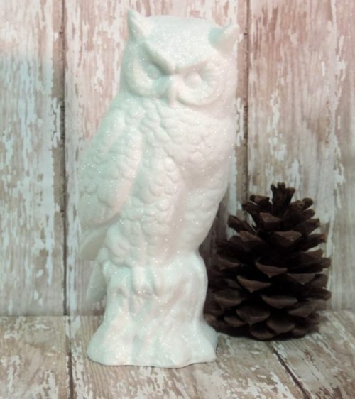 White Glittered Snow Owl Figurine
