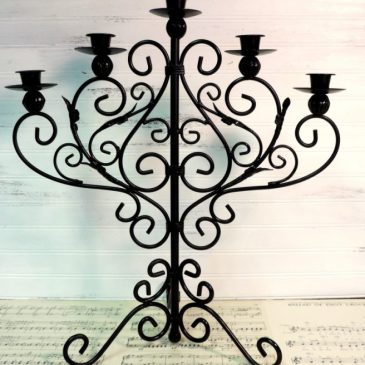 Elegant Ornate Black Metal Candelabra
