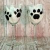 Hand Painted Paw Print Wine Glasses