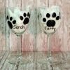 Hand Painted Personalized Paw Print Wine Glasses