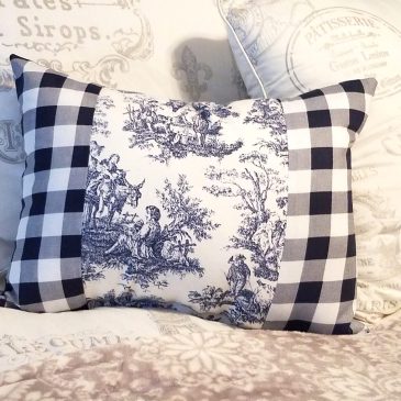 Handmade Country French Blue Toile Accent Pillow