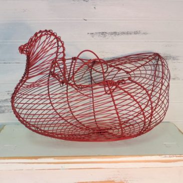 Farmhouse Country Red Vintage Chicken Wire Basket