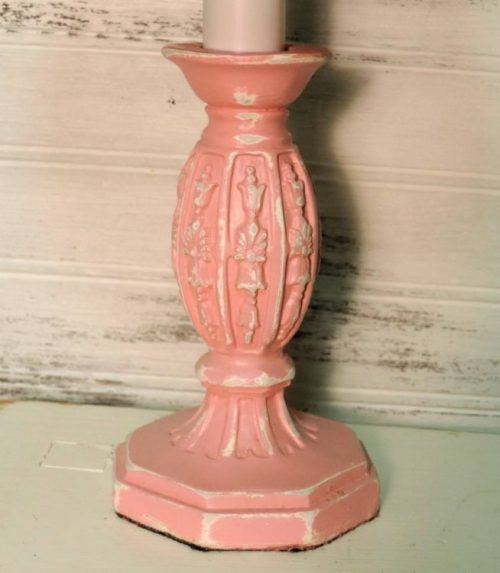 Pair of Pink Floral Shabby Inspired Night Lights, Table Lamps Cottage Inspired Decor