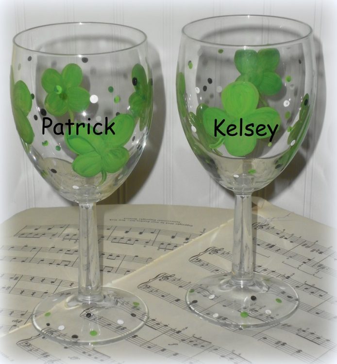 St Patrick's Day Wine Glass LET'S GET LUCKED UP Red-WG