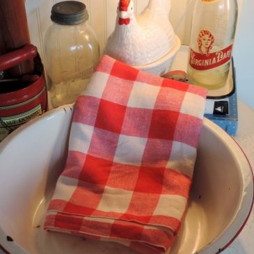 Vintage French Country Farmhouse Red Check Tablecloth