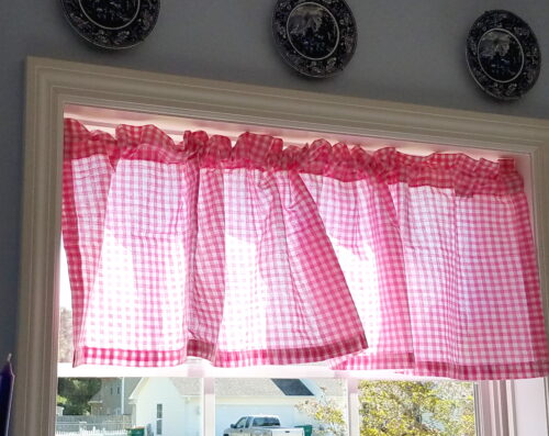 Pink Gingham Window Valance