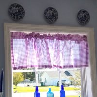 Lilac Purple Gingham Check Window Valance Cottage Inspired Decor