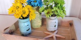 Painted Mason Jar Flower Vases