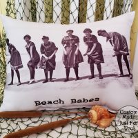 Vintage Inspired Beach Babe Decorative Throw Pillow