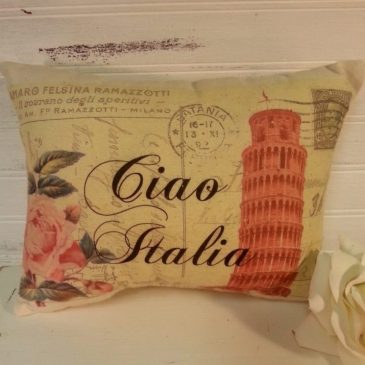 Handmade “Ciao Italia” Italy Inspired Postcard Pillow