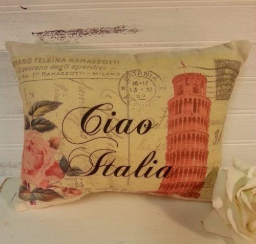 Vintage Inspired Italy Postcard Pillow