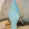 Aqua Blue Distressed Fish Bottle Lamp
